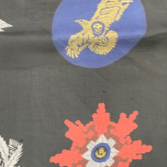 ALEXANDER MCQUEEN Size L Black Red Crest Skull Square Scarf - Picture 6 of 9